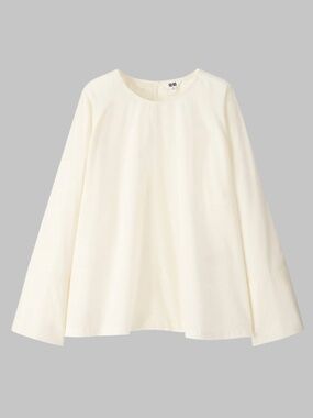 UNIQLO U Long Sleeve Blouse in Off White Size Small S